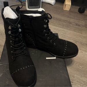 Lane Bryant Black Studded Combat Boots